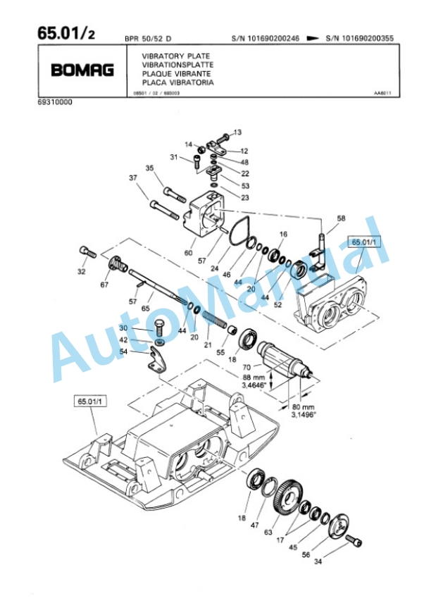 Bomag BPR 50-52 D, BPR 55-52 D Vibratory Plate Compactor Spare Parts Catalogue 00813406-4