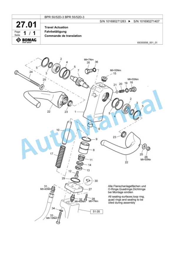 Bomag BPR 50-52D-3, BPR 55-52D-3 Vibratory Plate Compactor Spare Parts Catalogue 00817440-3