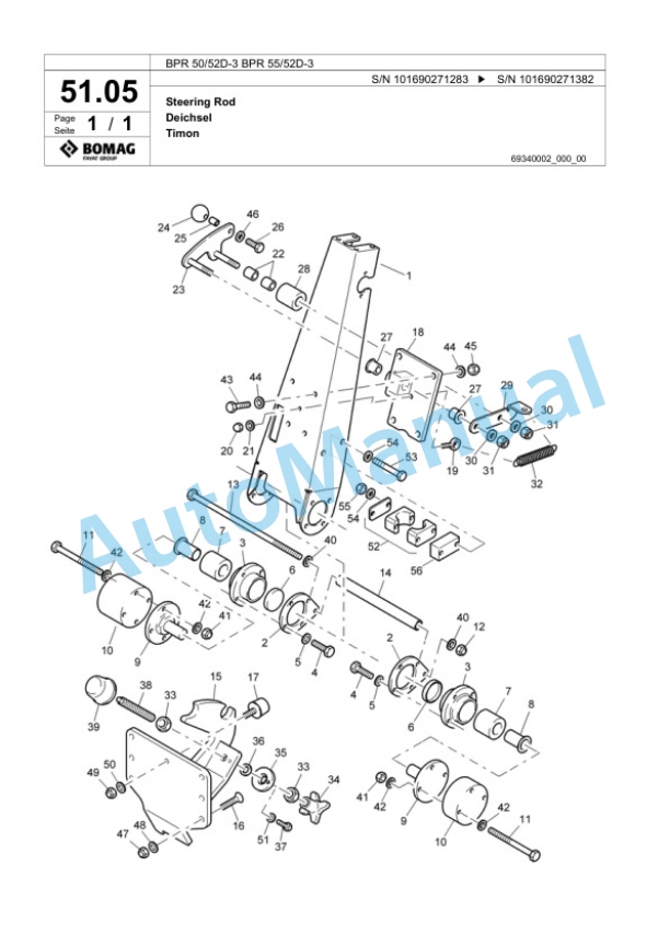 Bomag BPR 50-52D-3, BPR 55-52D-3 Vibratory Plate Compactor Spare Parts Catalogue 00817440-4