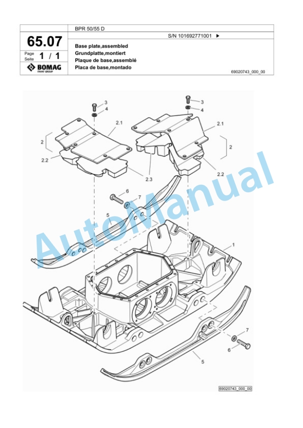 Bomag BPR 50-55 D Vibratory Plate Compactor Spare Parts Catalogue 00824381-4