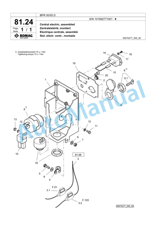 Bomag BPR 50-55 D Vibratory Plate Compactor Spare Parts Catalogue 00824381-5