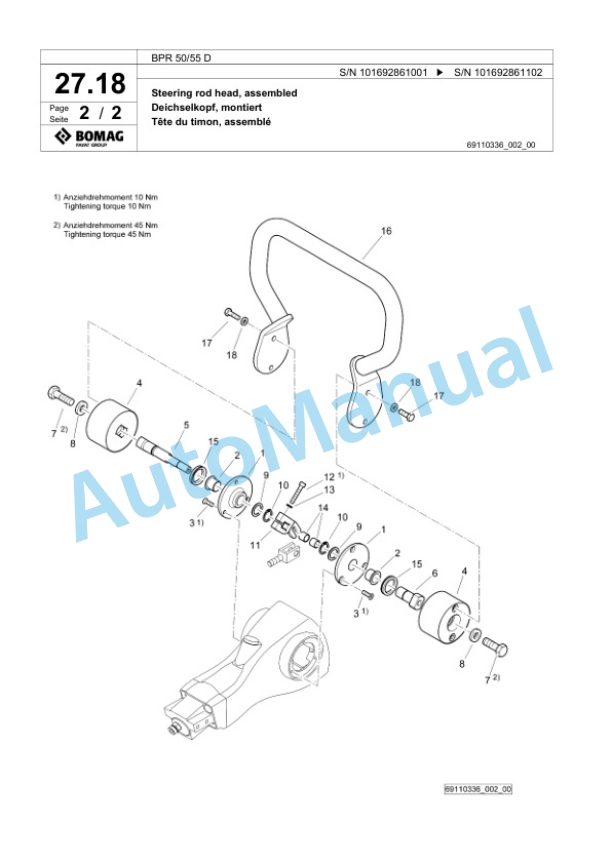 Bomag BPR 50-55 D Vibratory Plate Compactor Spare Parts Catalogue 00825011-2