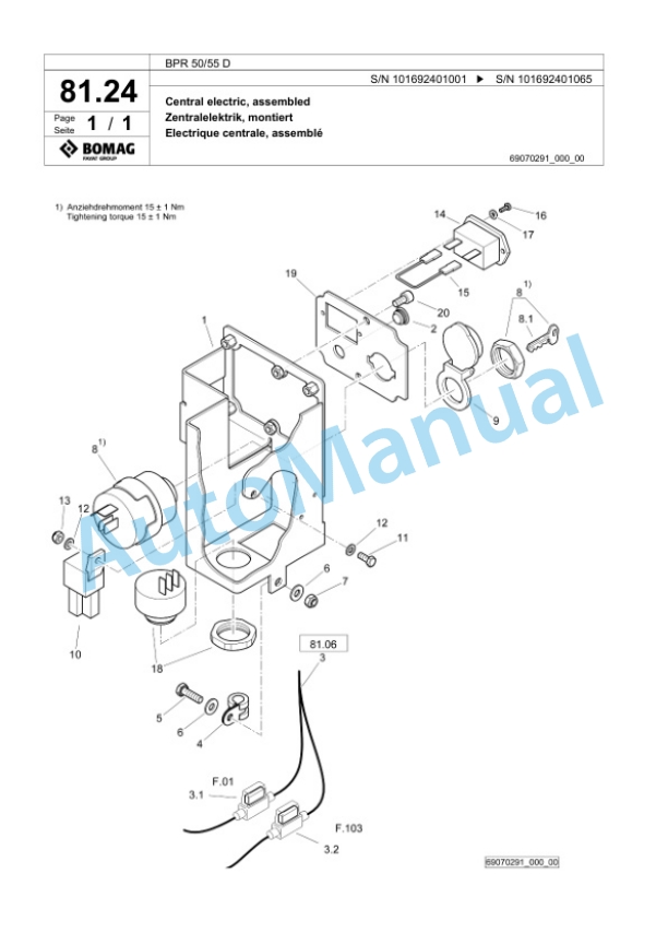 Bomag BPR 50-55 D Vibratory Plate Compactor Spare Parts Catalogue 00825245-4