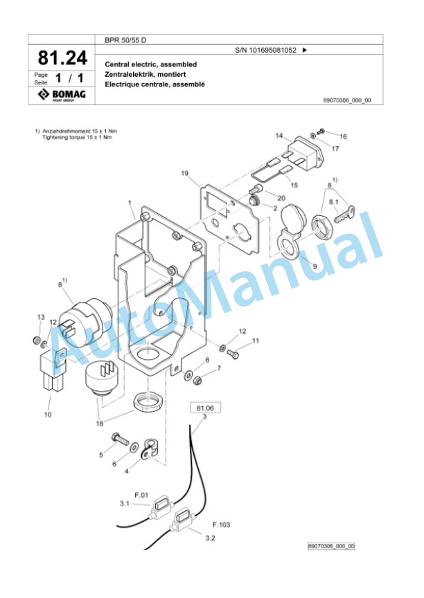 Bomag BPR 50-55 D Vibratory Plate Compactor Spare Parts Catalogue 00825539-4