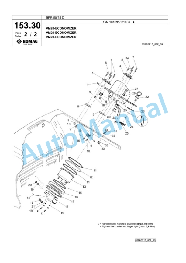Bomag BPR 50-55 D Vibratory Plate Compactor Spare Parts Catalogue 00826477-5