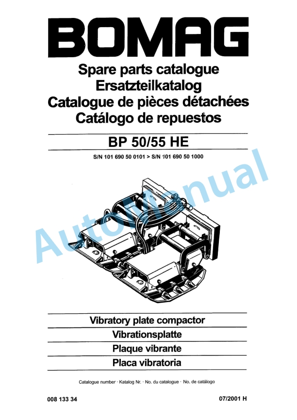 Bomag BPR 50-55 HE Vibratory Plate Compactor Spare Parts Catalogue 00813334