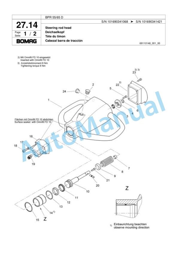 Bomag BPR 55-65 D Vibratory Plate Compactor Spare Parts Catalogue 00817915-2