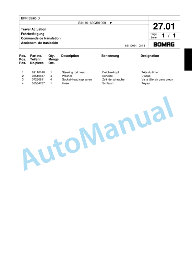 Bomag BPR 55-65 D Vibratory Plate Compactor Spare Parts Catalogue 00817923-2