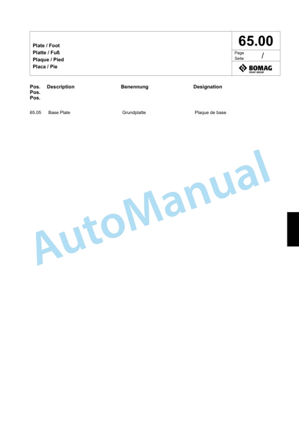 Bomag BPR 55-65 D Vibratory Plate Compactor Spare Parts Catalogue 00817987-3