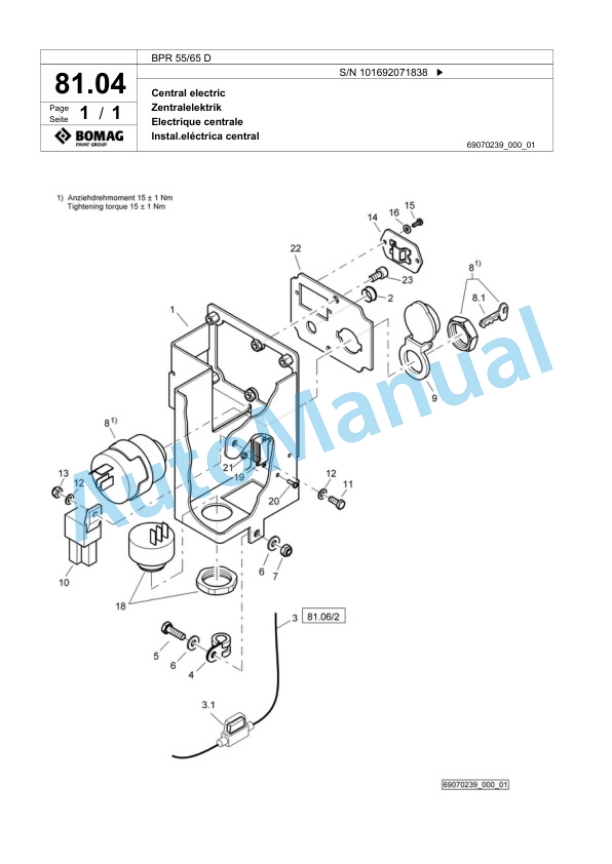 Bomag BPR 55-65 D Vibratory Plate Compactor Spare Parts Catalogue 00817989-4