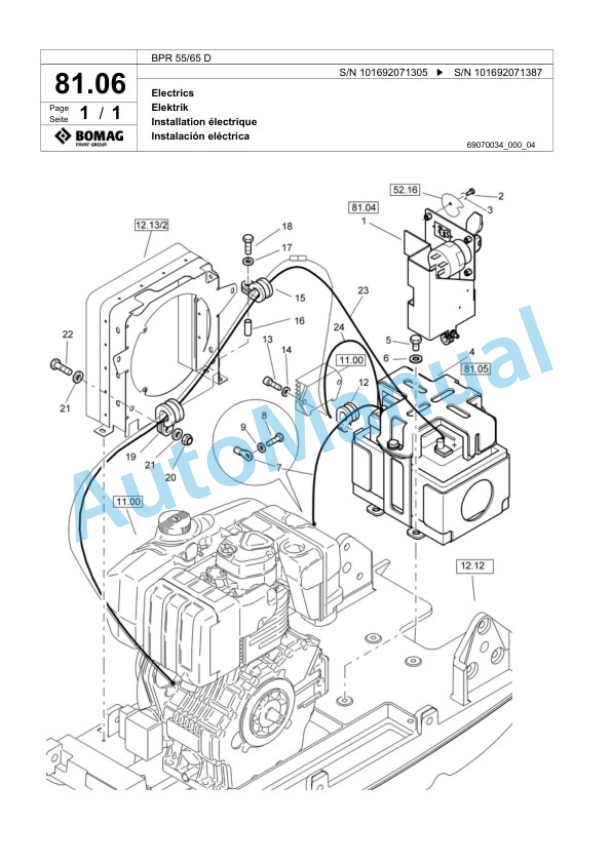 Bomag BPR 55-65 D Vibratory Plate Compactor Spare Parts Catalogue 00817989-5