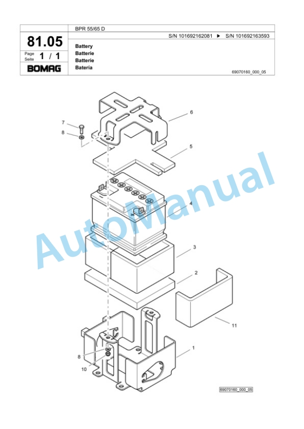 Bomag BPR 55-65 D Vibratory Plate Compactor Spare Parts Catalogue 00818767-3