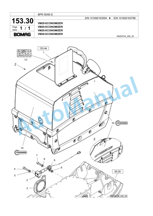 Bomag BPR 55-65 D Vibratory Plate Compactor Spare Parts Catalogue 00818767-5