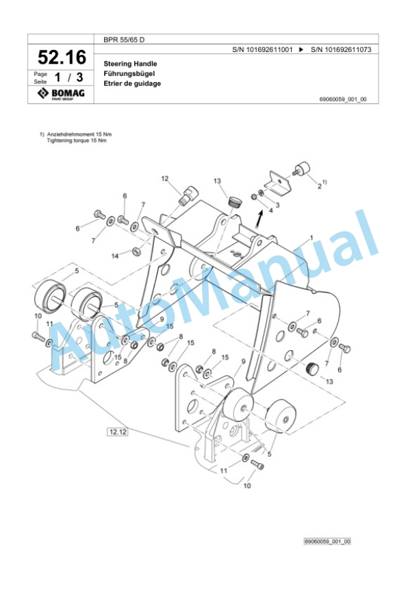 Bomag BPR 55-65 D Vibratory Plate Compactor Spare Parts Catalogue 00824325-2