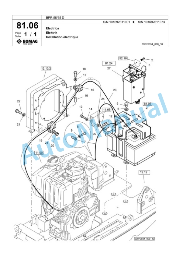 Bomag BPR 55-65 D Vibratory Plate Compactor Spare Parts Catalogue 00824325-4