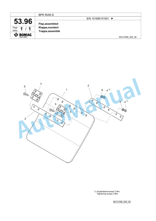 Bomag BPR 55-65 D Vibratory Plate Compactor Spare Parts Catalogue 00825537-2