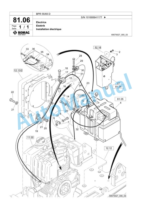 Bomag BPR 55-65 D Vibratory Plate Compactor Spare Parts Catalogue 00826681-3