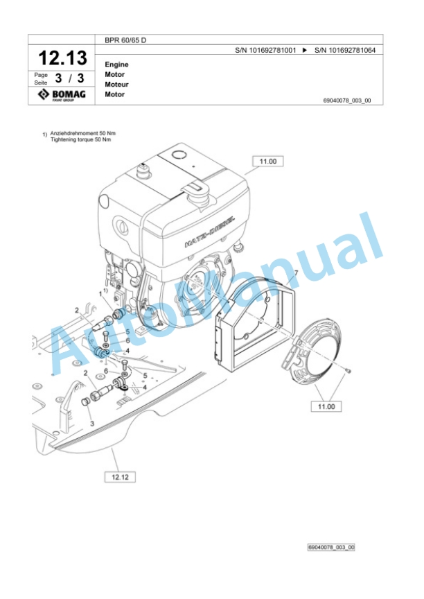 Bomag BPR 60-65 D Vibratory Plate Compactor Spare Parts Catalogue 00824383-2
