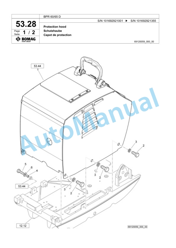 Bomag BPR 60-65 D Vibratory Plate Compactor Spare Parts Catalogue 00824781-2