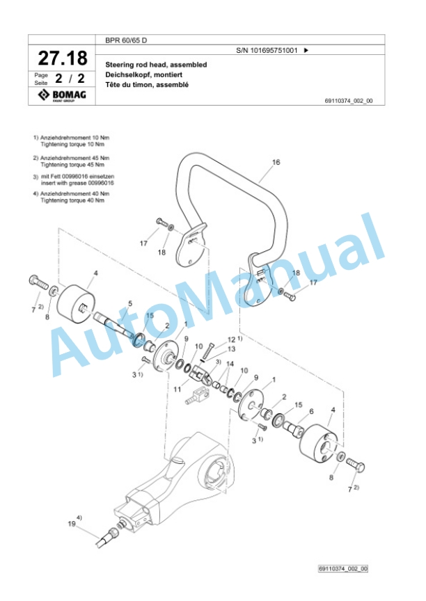 Bomag BPR 60-65 D Vibratory Plate Compactor Spare Parts Catalogue 00826847-2
