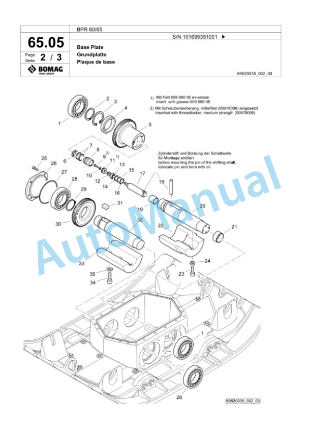 Bomag BPR 60-65 Vibratory Plate Compactor Spare Parts Catalogue 00826045-3