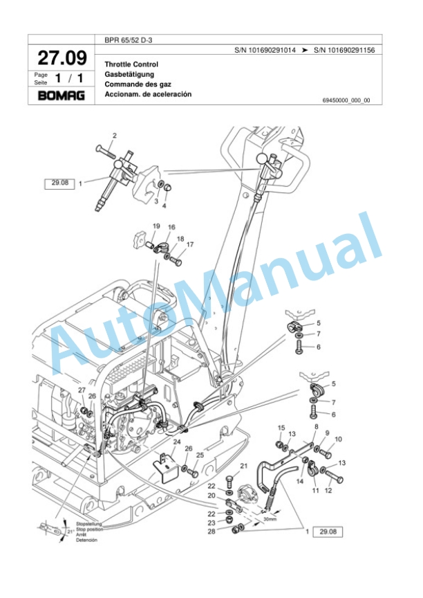 Bomag BPR 65-52 D-3 Vibratory Plate Compactor Spare Parts Catalogue 00817442-2