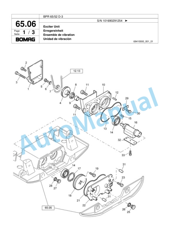 Bomag BPR 65-52 D-3 Vibratory Plate Compactor Spare Parts Catalogue 00817442-4
