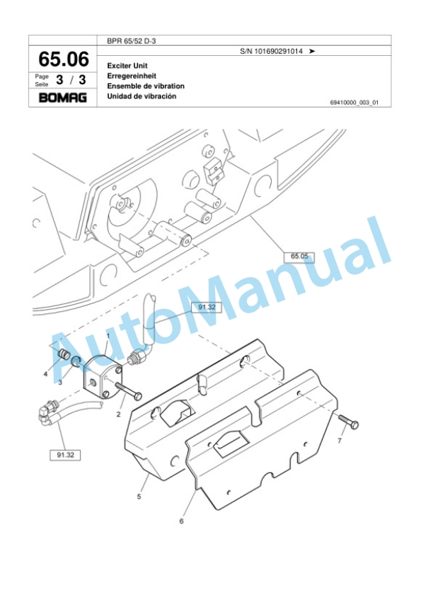 Bomag BPR 65-52 D-3 Vibratory Plate Compactor Spare Parts Catalogue 00817442-5