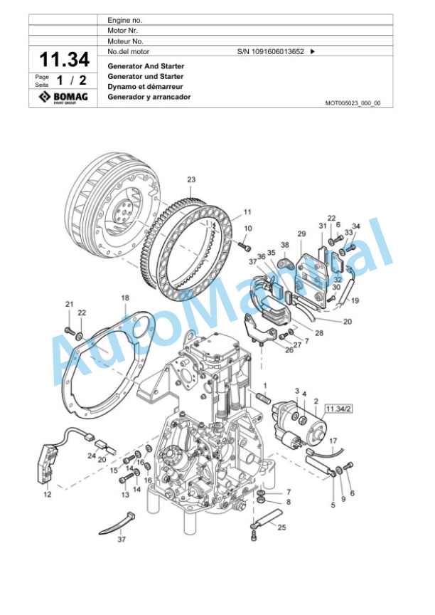 Bomag BPR 65-52 D-3 Vibratory Plate Compactor Spare Parts Catalogue 00817443-2
