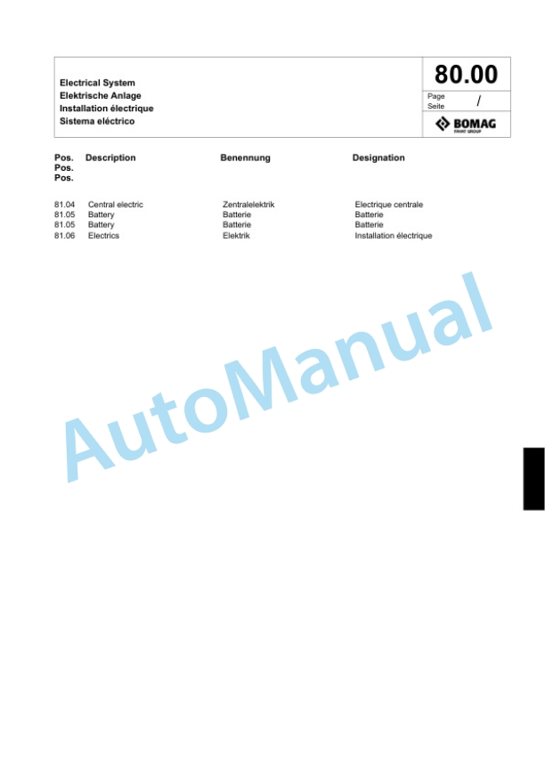 Bomag BPR 65-70 D Vibratory Plate Compactor Spare Parts Catalogue 00817869-5