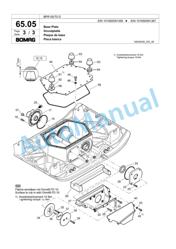 Bomag BPR 65-70 D Vibratory Plate Compactor Spare Parts Catalogue 00817993-3