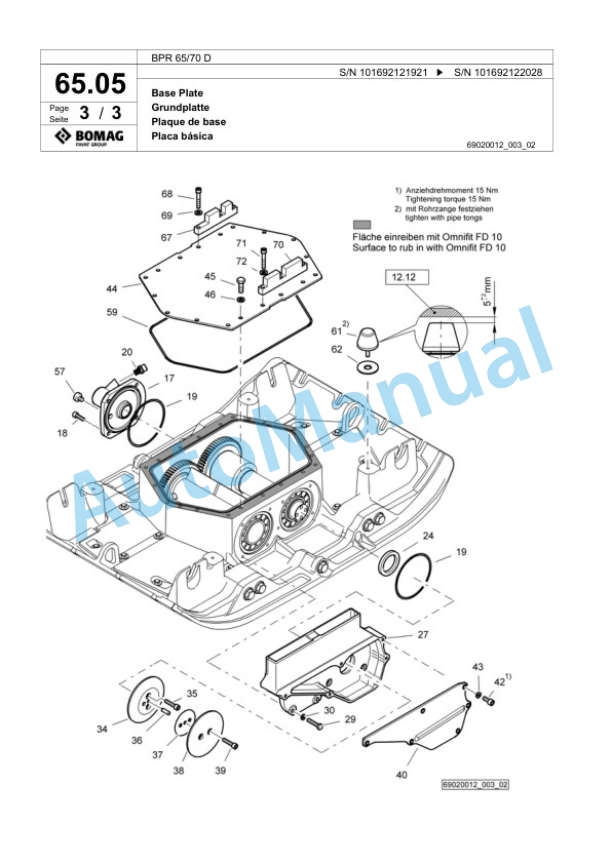 Bomag BPR 65-70 D Vibratory Plate Compactor Spare Parts Catalogue 00818567-3