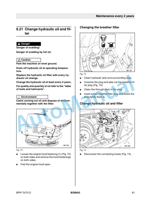 Bomag BPR 70-70 D Reversible Vibrating Plate Operating and Maintenance Instructions 00806761-5