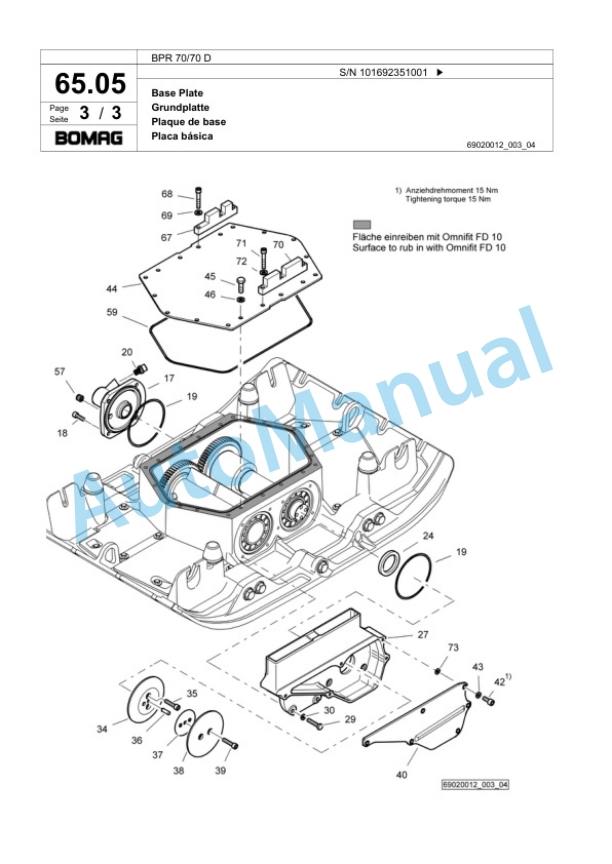 Bomag BPR 70-70 D Vibratory Plate Compactor Spare Parts Catalogue 00824251-4