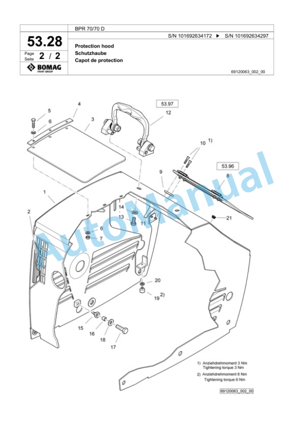 Bomag BPR 70-70 D Vibratory Plate Compactor Spare Parts Catalogue 00824329-2