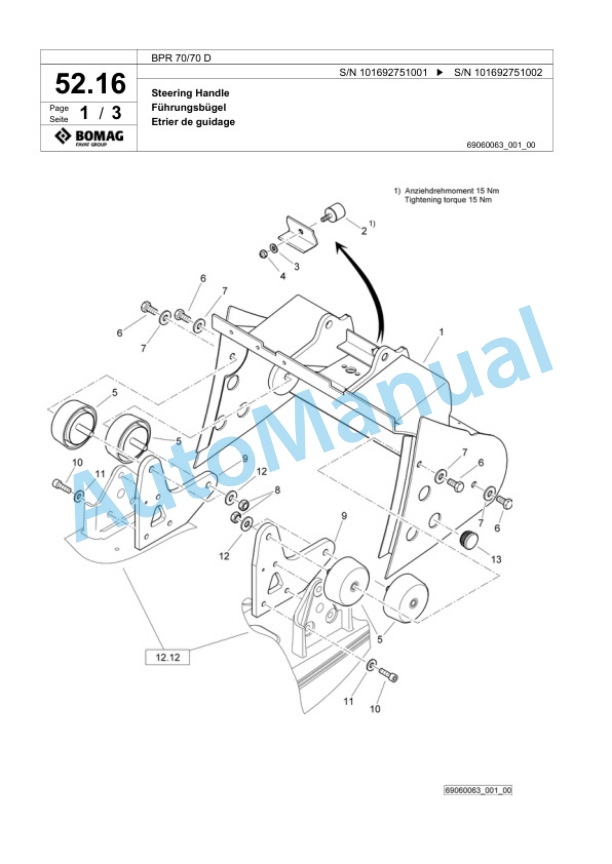Bomag BPR 70-70 D Vibratory Plate Compactor Spare Parts Catalogue 00824377-2