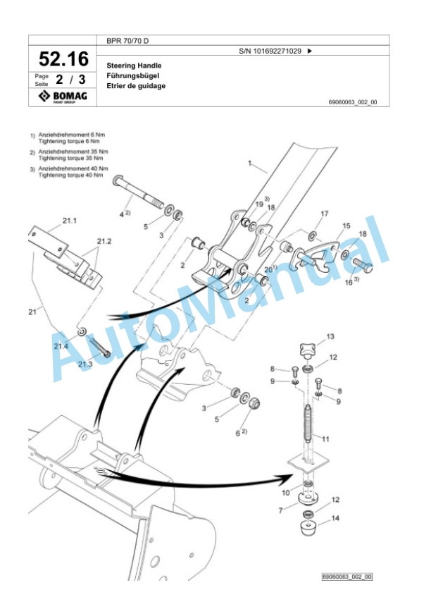 Bomag BPR 70-70 D Vibratory Plate Compactor Spare Parts Catalogue 00825117-2