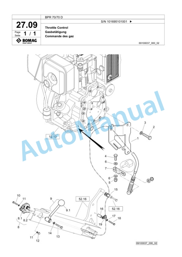 Bomag BPR 70-70 D Vibratory Plate Compactor Spare Parts Catalogue 00825547-2