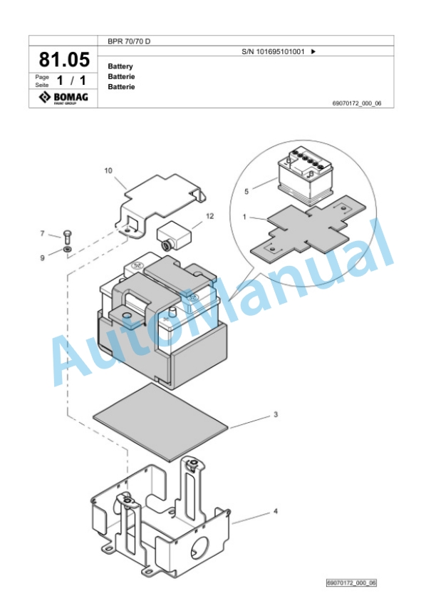 Bomag BPR 70-70 D Vibratory Plate Compactor Spare Parts Catalogue 00825547-4