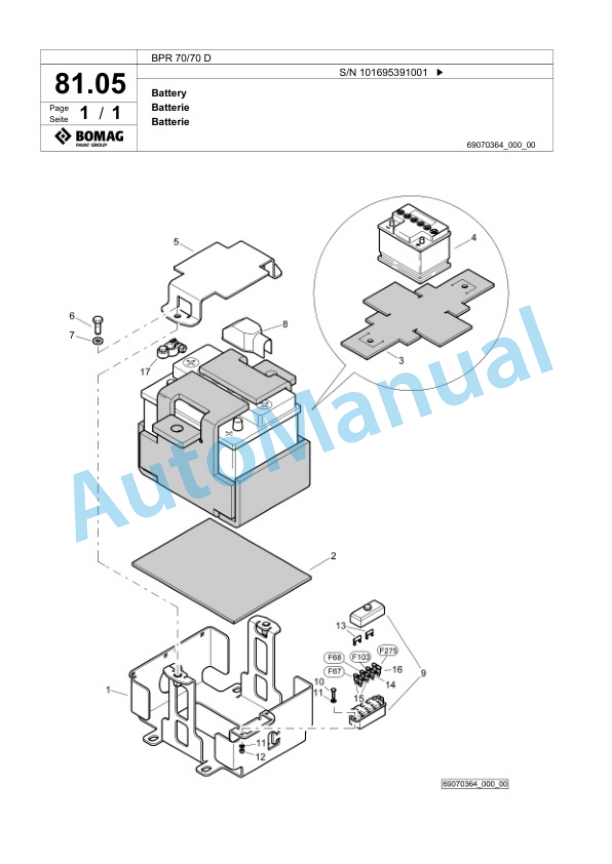 Bomag BPR 70-70 D Vibratory Plate Compactor Spare Parts Catalogue 00826339-3