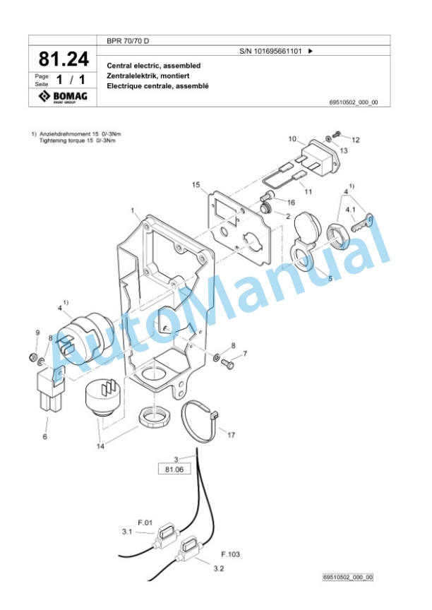 Bomag BPR 70-70 D Vibratory Plate Compactor Spare Parts Catalogue 00826739-5