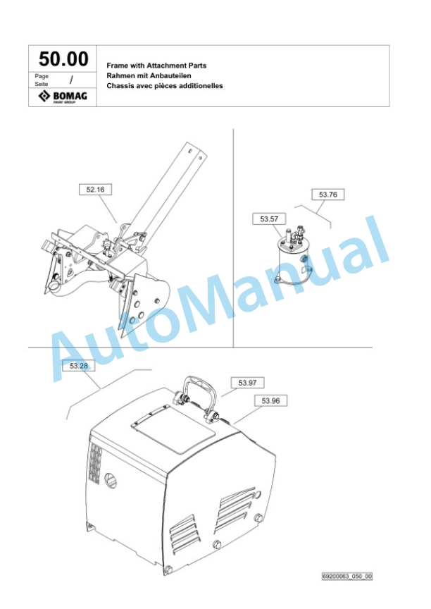 Bomag BPR 70-70 D Vibratory Plate Compactor Spare Parts Catalogue 00826741-2