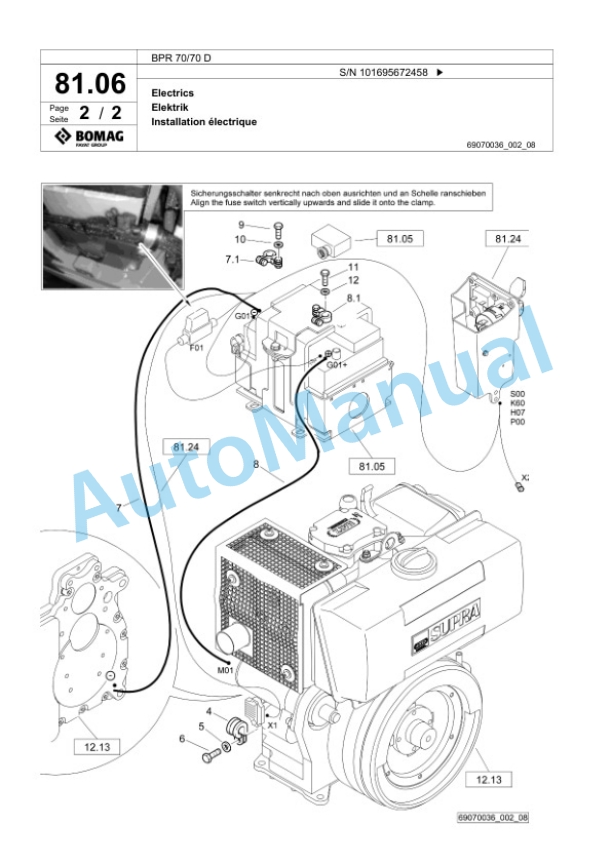 Bomag BPR 70-70 D Vibratory Plate Compactor Spare Parts Catalogue 00826741-4