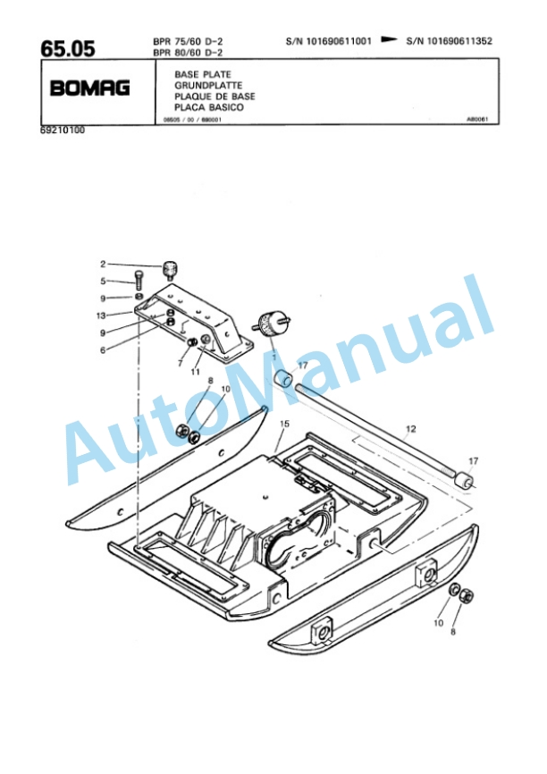 Bomag BPR 75-60 D-2, BPR 80-60 D-2 Vibratory Plate Compactor Spare Parts Catalogue 00811428-4