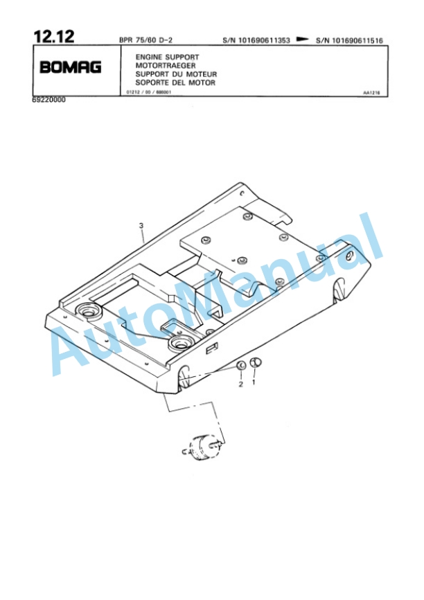 Bomag BPR 75-60 D-2 Vibratory Plate Compactor Spare Parts Catalogue 00817852-2