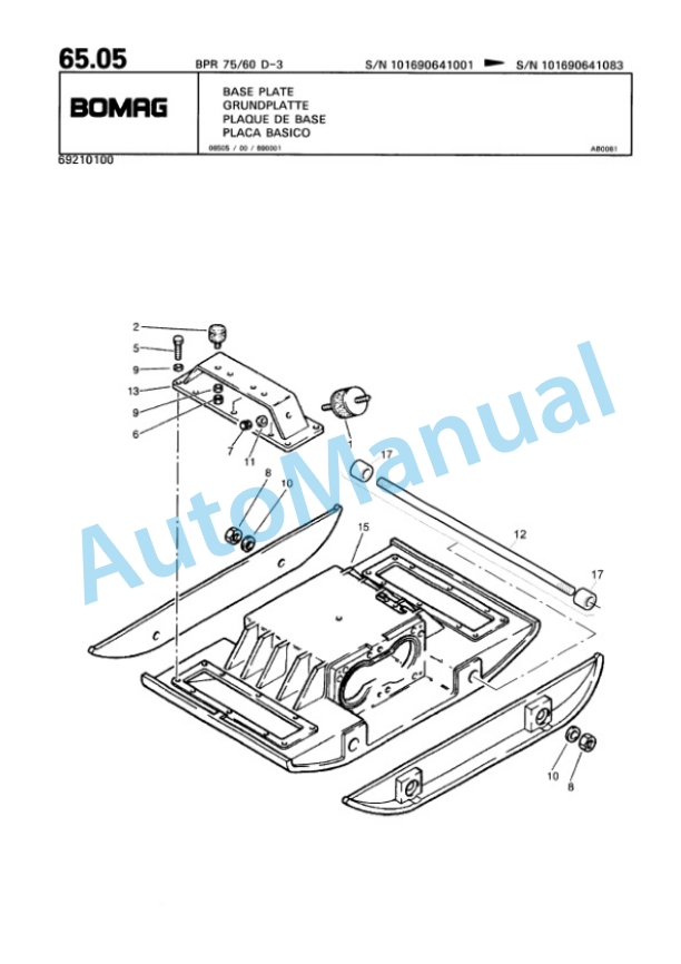 Bomag BPR 75-60 D-3 Vibratory Plate Compactor Spare Parts Catalogue 00811414-4