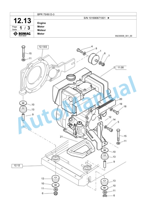 Bomag BPR 75-60 D-3 Vibratory Plate Compactor Spare Parts Catalogue 00818159-2
