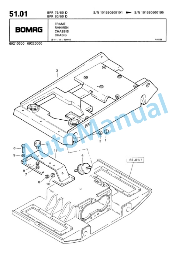 Bomag BPR 75-60 D, BPR 80-60 D Vibratory Plate Compactor Spare Parts Catalogue 00813403-3