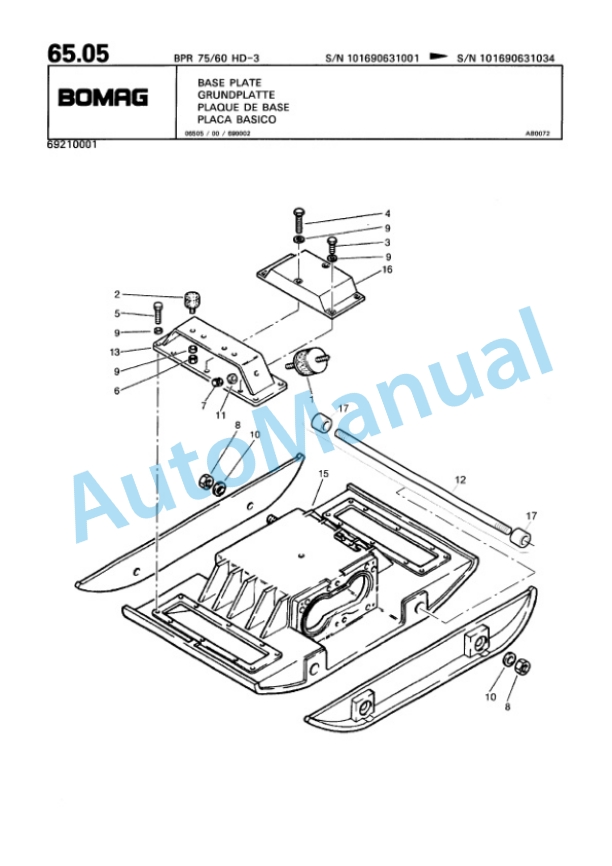 Bomag BPR 75-60 HD-3 Vibratory Plate Compactor Spare Parts Catalogue 00811413-4