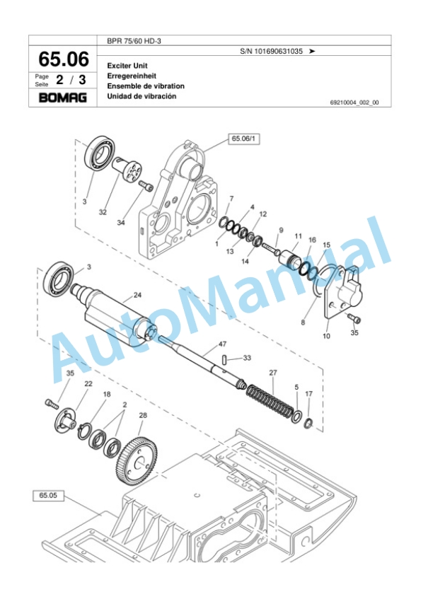 Bomag BPR 75-60 HD-3 Vibratory Plate Compactor Spare Parts Catalogue 00817447-4